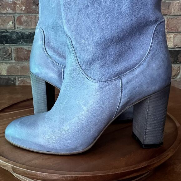 Free People Dakota Suede Slouch Block Heel Blue Gray Sz 9 US 39 EU MSRP $188 - Picture 6 of 16